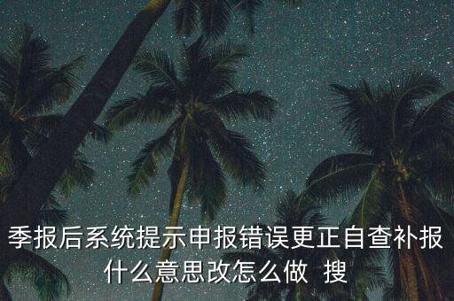 所得稅年報的更正申報是什么意思，季報后系統(tǒng)提示申報錯誤更正自查補(bǔ)報什么意思改怎么做  搜