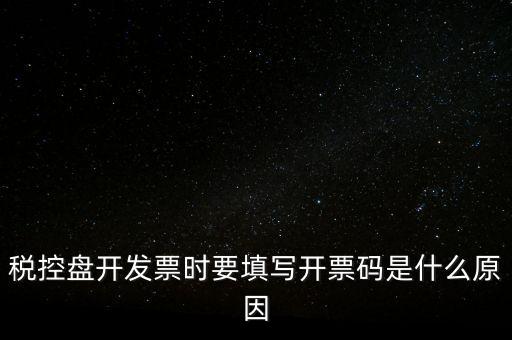 稅控盤(pán)開(kāi)發(fā)票時(shí)要填寫(xiě)開(kāi)票碼是什么原因