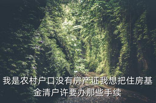 地稅清戶需要什么資料，我是農(nóng)村戶口沒(méi)有房產(chǎn)證我想把住房基金清戶許要辦那些手續(xù)