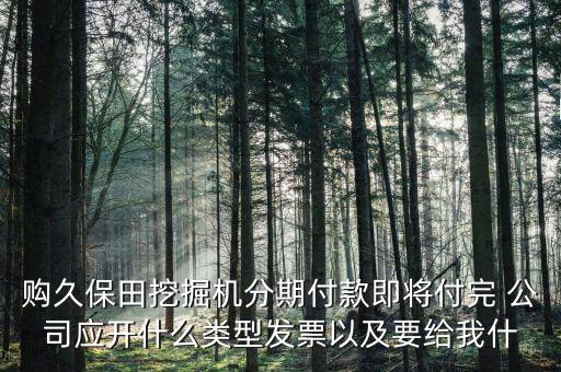 購久保田挖掘機分期付款即將付完 公司應(yīng)開什么類型發(fā)票以及要給我什
