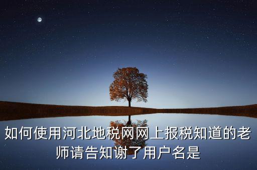 河北省地稅用戶(hù)名是什么，地稅網(wǎng)上申報(bào)如何操作