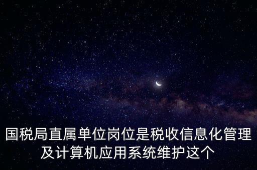 國稅局直屬單位崗位是稅收信息化管理及計算機應(yīng)用系統(tǒng)維護這個