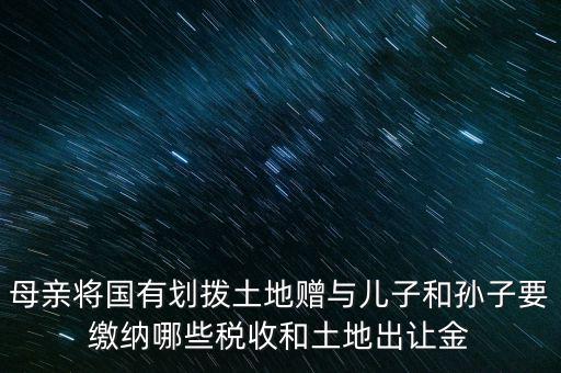 土地贈送要交什么稅，母親將國有劃撥土地贈與兒子和孫子要繳納哪些稅收和土地出讓金