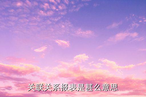 關聯(lián)關系報表是甚么意思