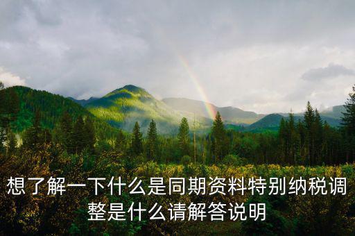 想了解一下什么是同期資料特別納稅調(diào)整是什么請(qǐng)解答說明