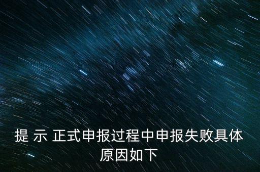 提 示 正式申報(bào)過程中申報(bào)失敗具體原因如下