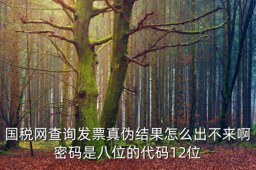 國稅局發(fā)票真?zhèn)尾樵兠艽a是什么，國稅網(wǎng)查詢發(fā)票真?zhèn)谓Y(jié)果怎么出不來啊密碼是八位的代碼12位
