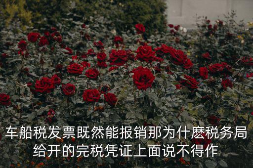 車船稅發(fā)票既然能報(bào)銷那為什麼稅務(wù)局給開(kāi)的完稅憑證上面說(shuō)不得作