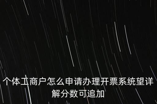 個(gè)體工商戶怎么申請(qǐng)辦理開票系統(tǒng)望詳解分?jǐn)?shù)可追加