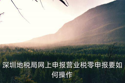 深圳地稅如何零申報表，深圳地稅網(wǎng)上零報稅怎樣操作