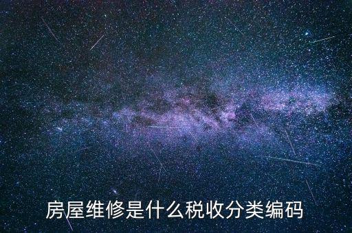 如何維護(hù)稅收分類編碼，房屋維修是什么稅收分類編碼