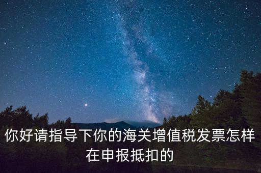 你好請指導(dǎo)下你的海關(guān)增值稅發(fā)票怎樣在申報(bào)抵扣的