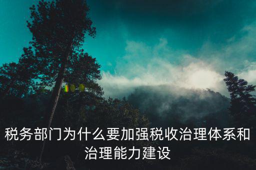 稅務部門為什么要加強稅收治理體系和治理能力建設(shè)