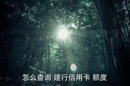 怎么查詢(xún) 建行信用卡 額度