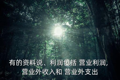 有的資料說(shuō)、利潤(rùn)包括 營(yíng)業(yè)利潤(rùn), 營(yíng)業(yè)外收入和 營(yíng)業(yè)外支出