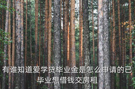 有誰(shuí)知道愛學(xué)貸畢業(yè)金是怎么申請(qǐng)的已畢業(yè)想借錢交房租