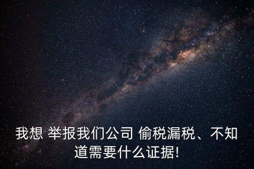 我想 舉報我們公司 偷稅漏稅、不知道需要什么證據(jù)!