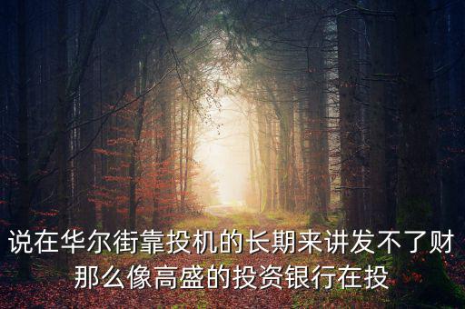 說在華爾街靠投機(jī)的長期來講發(fā)不了財(cái)那么像高盛的投資銀行在投