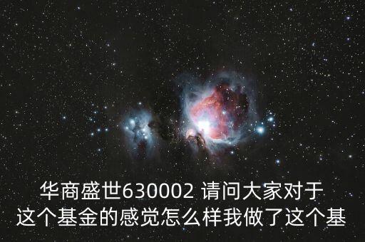華商盛世630002 請問大家對于這個(gè)基金的感覺怎么樣我做了這個(gè)基