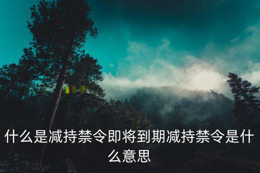 減持禁令是什么意思，1月8號大股東減持是什么意思