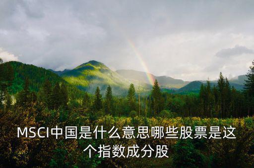 MSCI中國是什么意思哪些股票是這個指數成分股