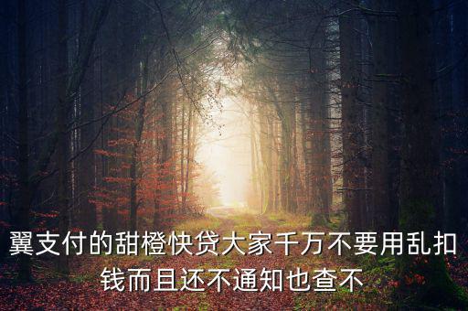 甜橙快貸資源未找到是什么意思，翼支付的甜橙快貸大家千萬(wàn)不要用亂扣錢而且還不通知也查不