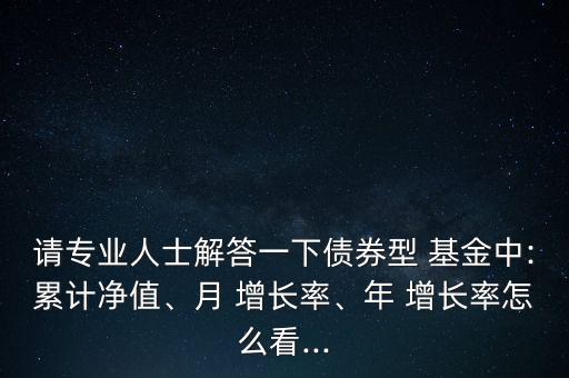 請專業(yè)人士解答一下債券型 基金中:累計凈值、月 增長率、年 增長率怎么看...