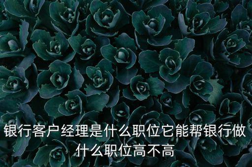 什么是銀行直銷客戶經理，銀行客戶經理是什么職位它能幫銀行做什么職位高不高