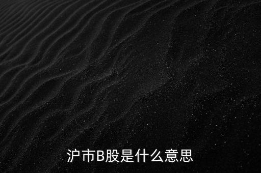 滬深b股是什么意思，滬市B股是什么意思