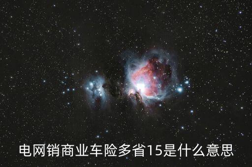 電網銷商業(yè)車險多省15是什么意思
