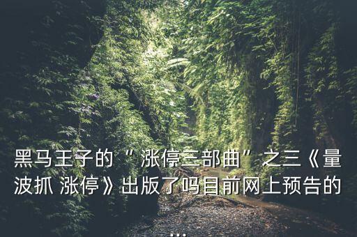 黑馬王子的“ 漲停三部曲”之三《量波抓 漲?！烦霭媪藛崮壳熬W(wǎng)上預告的...