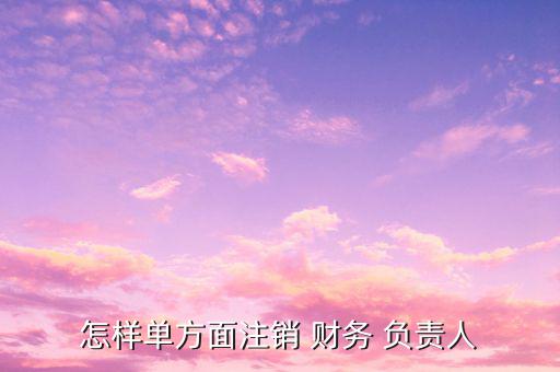怎樣單方面注銷 財務(wù) 負(fù)責(zé)人