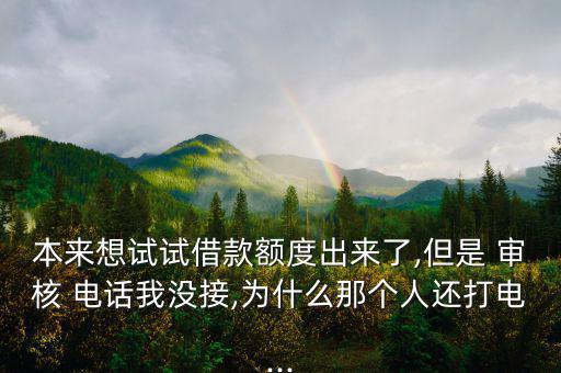 本來(lái)想試試借款額度出來(lái)了,但是 審核 電話我沒(méi)接,為什么那個(gè)人還打電...