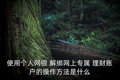 使用個人網(wǎng)銀 解綁網(wǎng)上專屬 理財(cái)賬戶的操作方法是什么