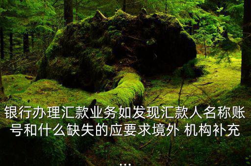 銀行辦理匯款業(yè)務(wù)如發(fā)現(xiàn)匯款人名稱賬號和什么缺失的應(yīng)要求境外 機構(gòu)補充...
