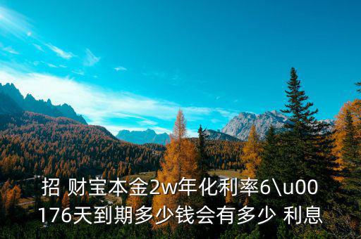 招 財寶本金2w年化利率6\u00176天到期多少錢會有多少 利息