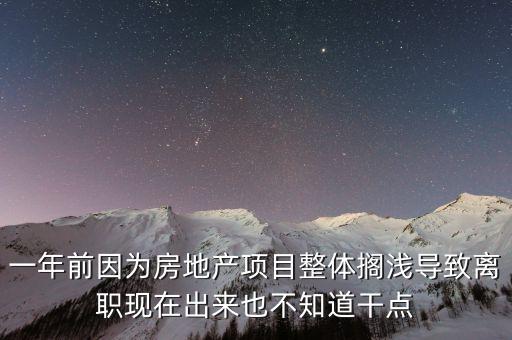 一年前因為房地產(chǎn)項目整體擱淺導(dǎo)致離職現(xiàn)在出來也不知道干點