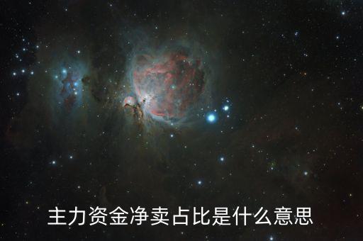 主力凈額占比什么意思，什么叫主力凈占比