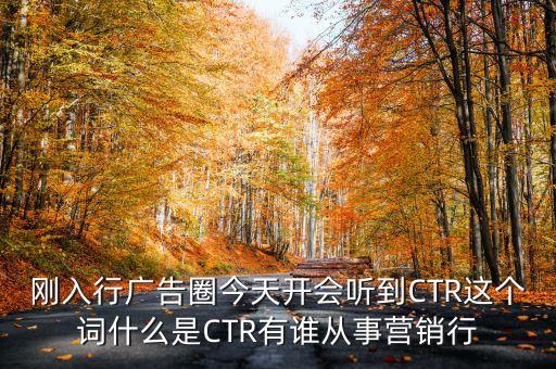 剛?cè)胄袕V告圈今天開會(huì)聽到CTR這個(gè)詞什么是CTR有誰從事營(yíng)銷行
