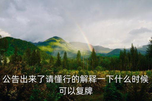 公告出來了請懂行的解釋一下什么時候可以復牌