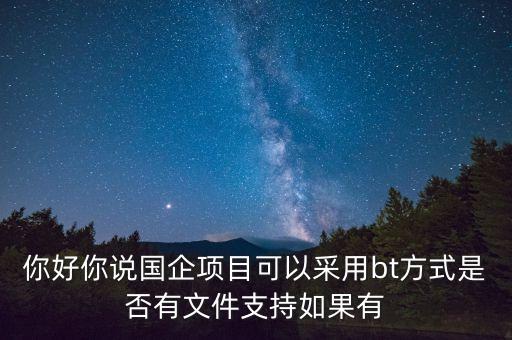 地主項(xiàng)目為什么要引進(jìn)行央企做bt，你好你說(shuō)國(guó)企項(xiàng)目可以采用bt方式是否有文件支持如果有