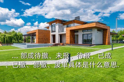 ... 部成待撤、未報、待報、已成、已撤、部撤、廢單具體是什么意思...