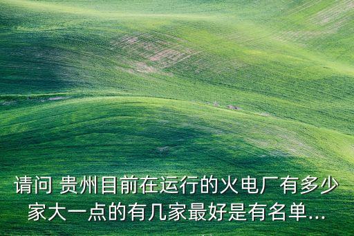 請問 貴州目前在運(yùn)行的火電廠有多少家大一點(diǎn)的有幾家最好是有名單...