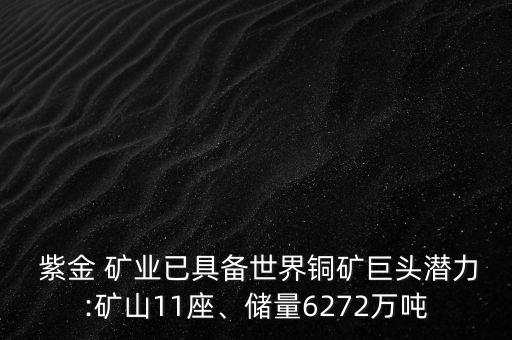  紫金 礦業(yè)已具備世界銅礦巨頭潛力:礦山11座、儲量6272萬噸