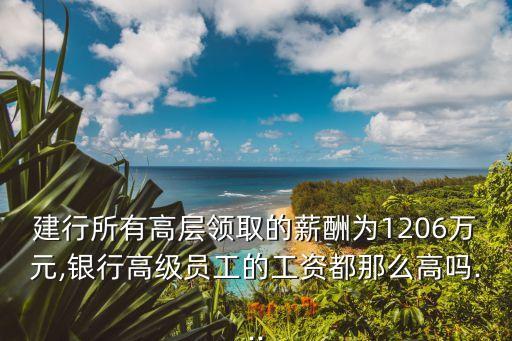 建行所有高層領(lǐng)取的薪酬為1206萬元,銀行高級(jí)員工的工資都那么高嗎...