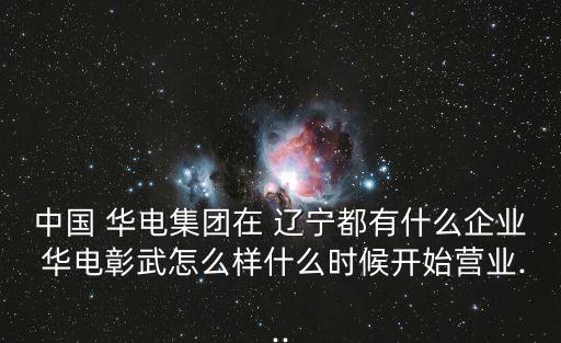 中國 華電集團(tuán)在 遼寧都有什么企業(yè) 華電彰武怎么樣什么時候開始營業(yè)...