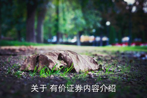 關于 有價證券內(nèi)容介紹