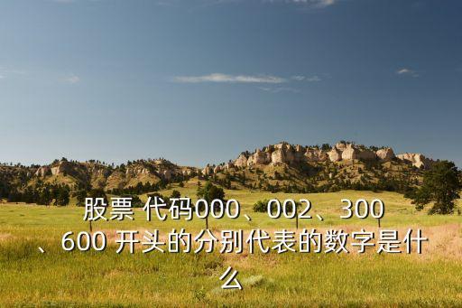  股票 代碼000、002、300、600 開頭的分別代表的數(shù)字是什么