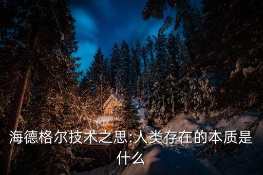 海德格爾技術之思:人類存在的本質(zhì)是什么