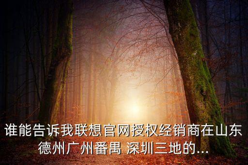 誰(shuí)能告訴我聯(lián)想官網(wǎng)授權(quán)經(jīng)銷(xiāo)商在山東德州廣州番禺 深圳三地的...